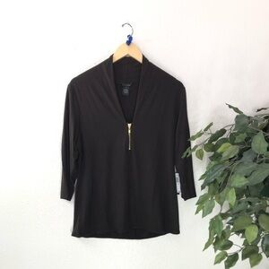 Grace Elements Brown Quarter Zip Top